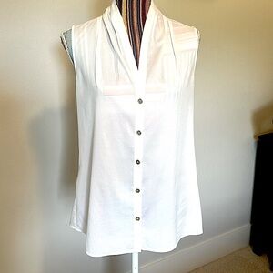 White Sleeveless Blouse by Calvin Klein